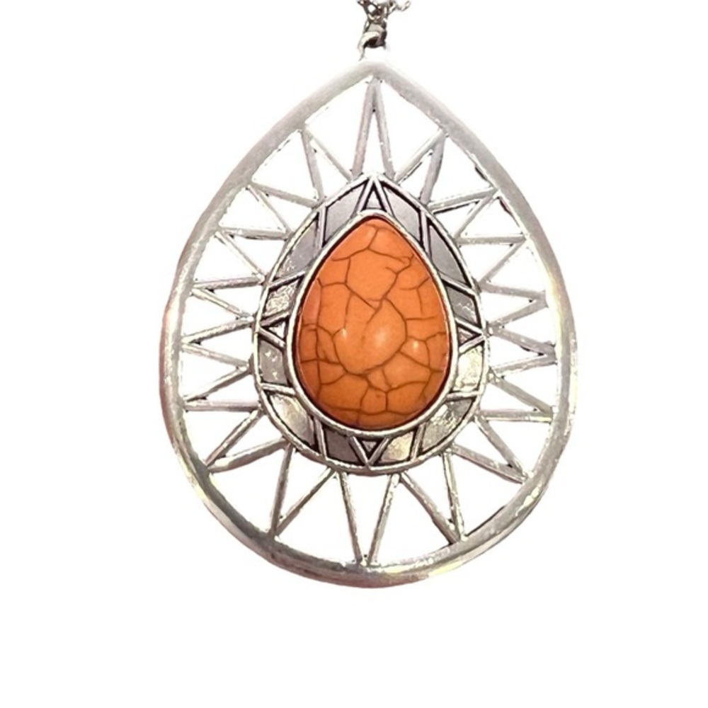 SALE!! 2 for $15 3pc Jewelry Set Summer Sunbeam Orange Necklace Earrings Ring - Picture 10 of 16